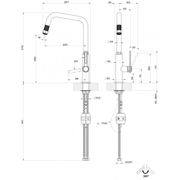 Baterie bucătărie Gessi Officine 60053-708