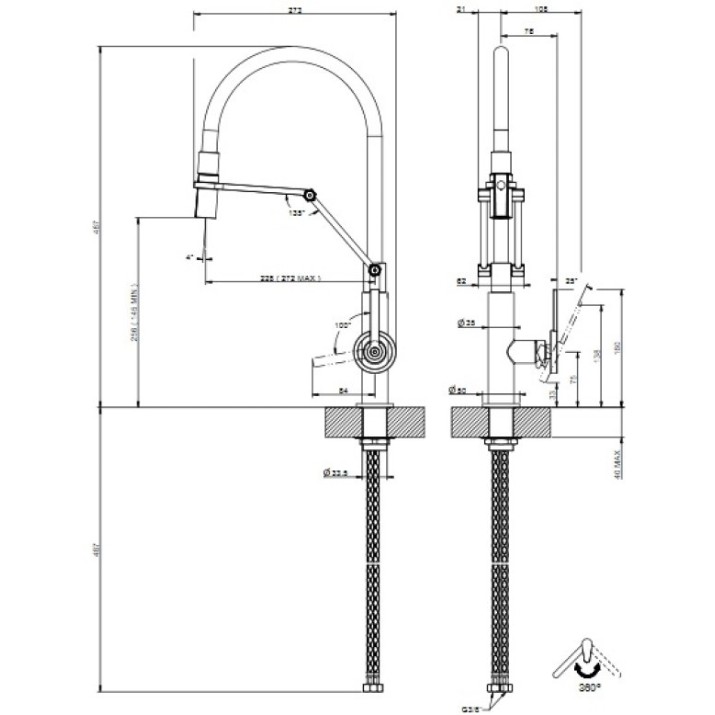 Baterie bucătărie Gessi Officine Volantino 60205-299