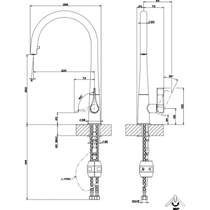 Baterie bucătărie Gessi Proton 17153-149