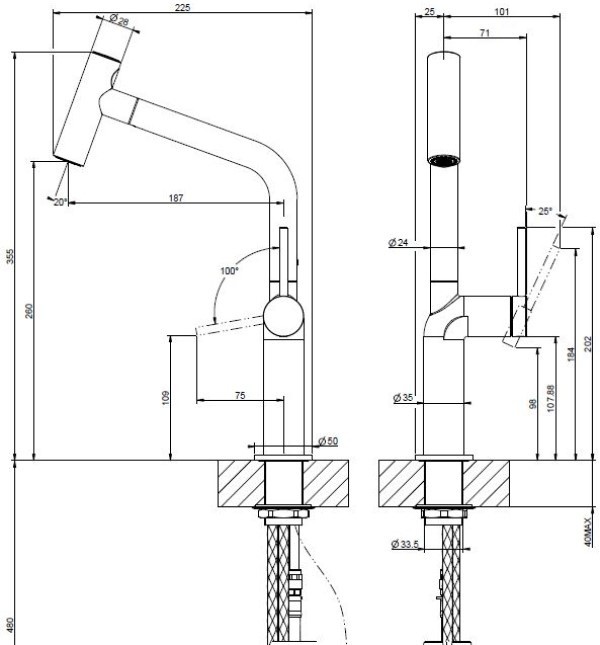 Baterie bucătărie Gessi Stelo 60313-149
