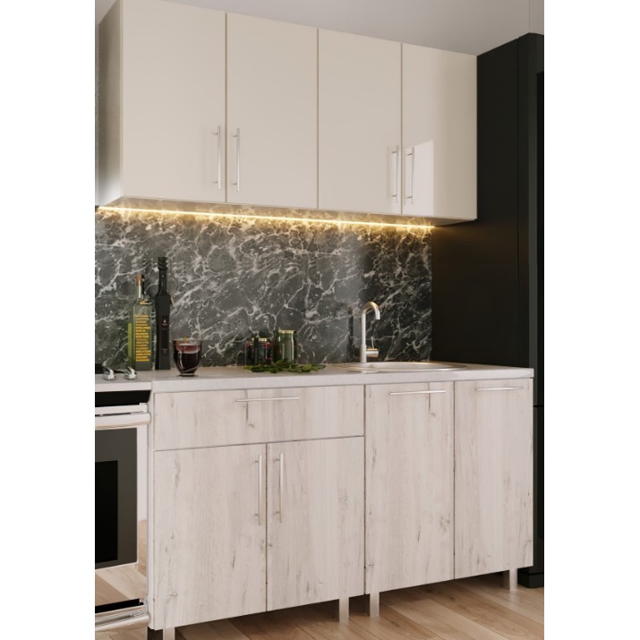Bucătărie Bafimob Mini (High Gloss) 1.2m Beige/Carton