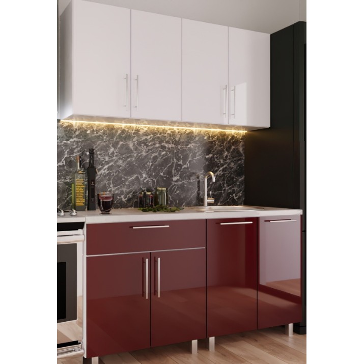 Bucătărie Bafimob Mini (High Gloss) 1.2m Bordo/White