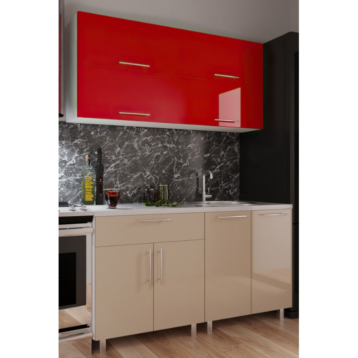 Кухонный гарнитур Bafimob Mini (High Gloss) 1.2m Cappuccino/Red