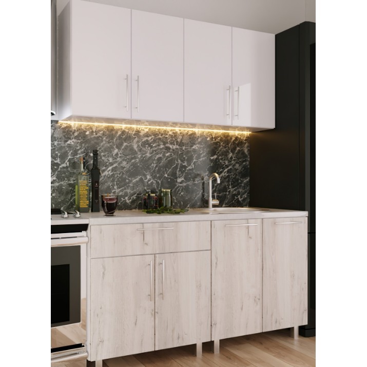 Кухонный гарнитур Bafimob Mini (High Gloss) 1.2m White/Carton