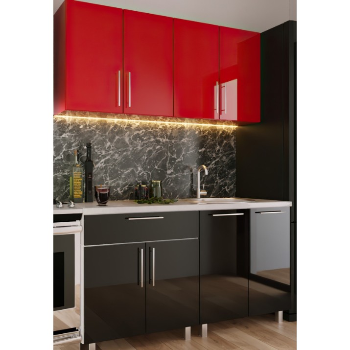 Bucătărie Bafimob Mini (High Gloss) 1.4m Red/Black
