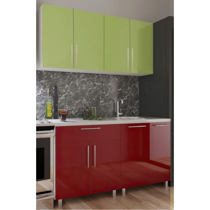 Кухонный гарнитур Bafimob Mini (High Gloss) 1.6m Bordo/Green