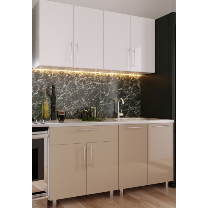Bucătărie Bafimob Mini (High Gloss) 1.6m Cappuccino/White
