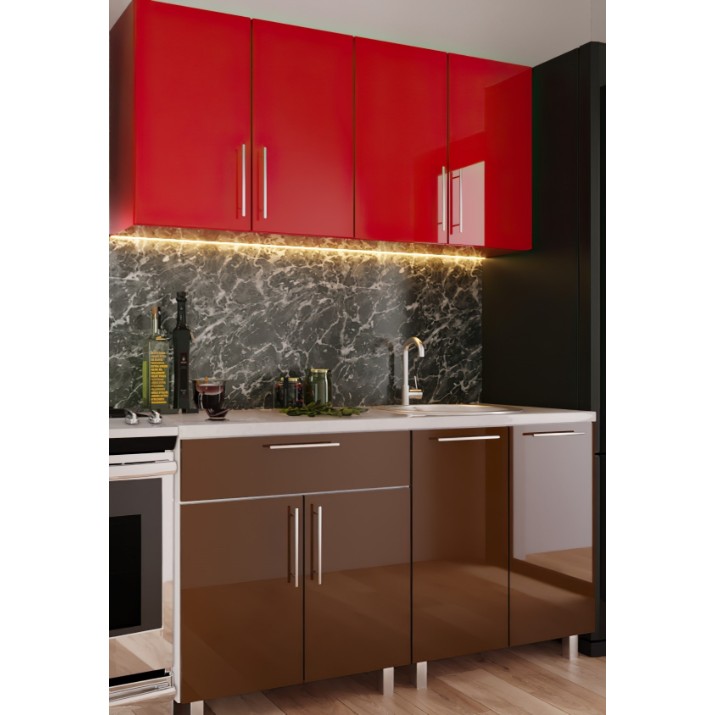 Кухонный гарнитур Bafimob Mini (High Gloss) 1.6m Red/Brown