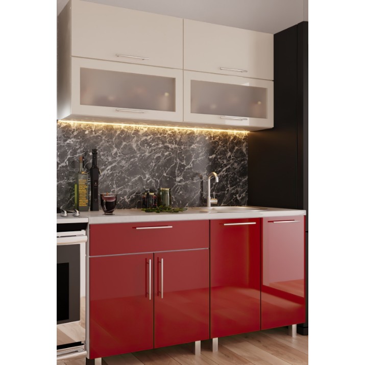 Bucătărie Bafimob Modern (High Gloss) Mini 1.2m Beige/Bordo