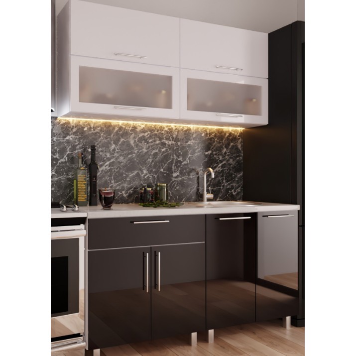 Bucătărie Bafimob Modern (High Gloss) Mini 1.4m Black/White