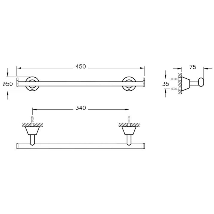Держатель для полотенец Vitra Matrix (A44578)