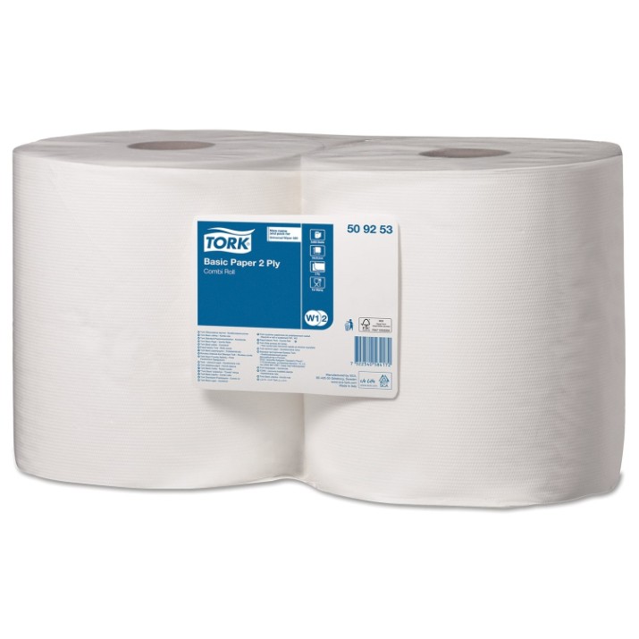 Hârtie pentru dispenser Tork Industrial W1/W2 White Universal (509253)