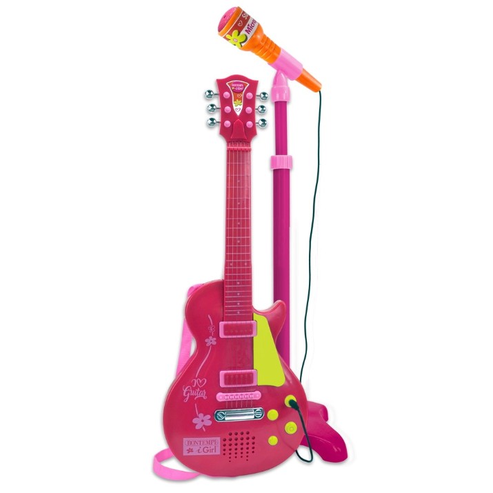 Гитара с микрофоном Bontempi Electronic Guitar with Stage Microphone Pink (245872)