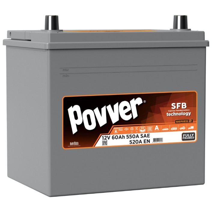 Acumulatoar auto Povver 12V 60Ah 550A (D23.60.052.B) Left