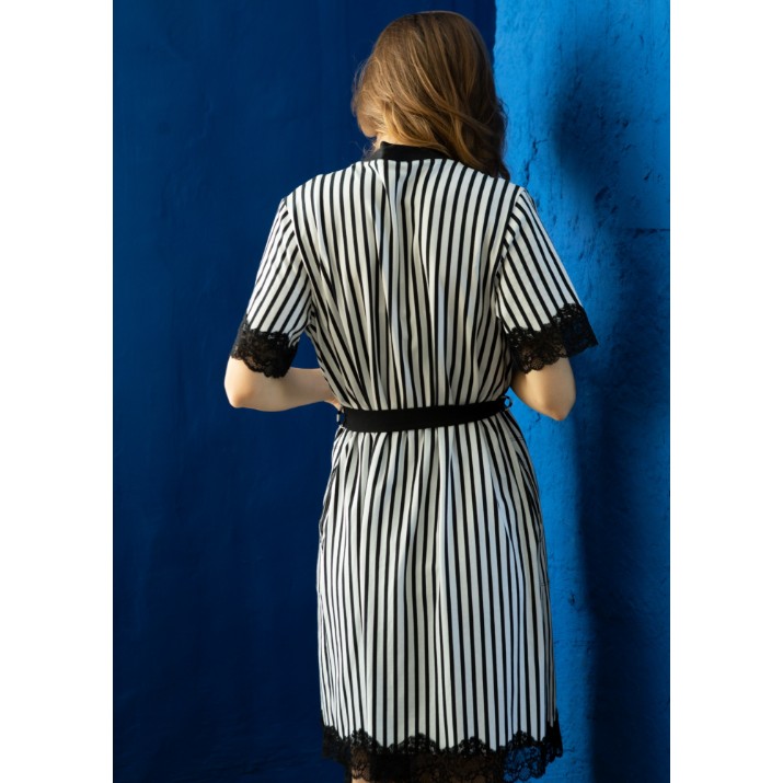 Halat de baie Ajoure T5094 Dungi Negru M