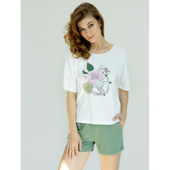 Пижама Ajoure V23410 Iris Ivory/Green XL