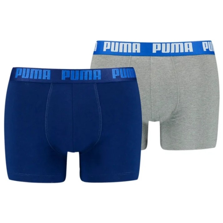 Сhiloţi pentru bărbați Puma Basic Boxer 2P Blue/Grey Melange S (521015001015)