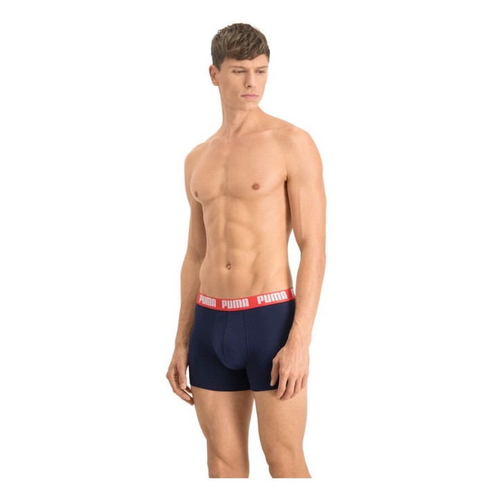 Сhiloţi pentru bărbați Puma Basic Boxer 2P Blue/Grey Melange S (521015001036)