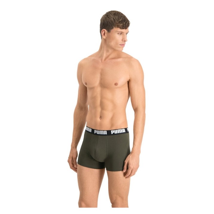 Сhiloţi pentru bărbați Puma Basic Boxer 2P Dark Green Combo S