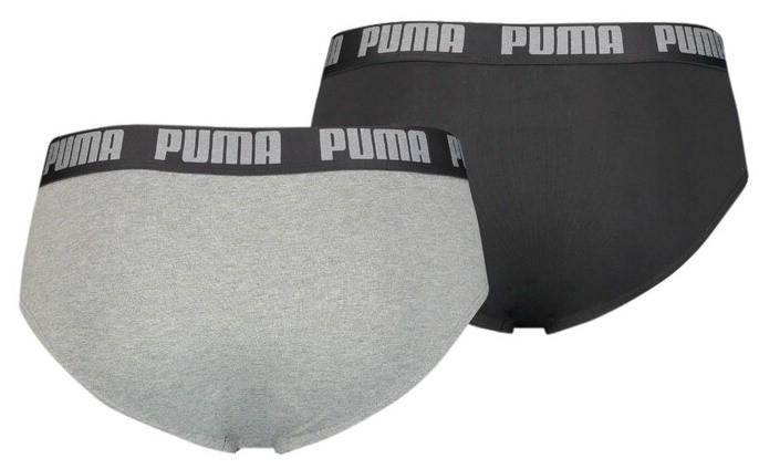 Мужские трусы Puma Basic Brief 2P Dark Grey Melange/Black M (521030001691)
