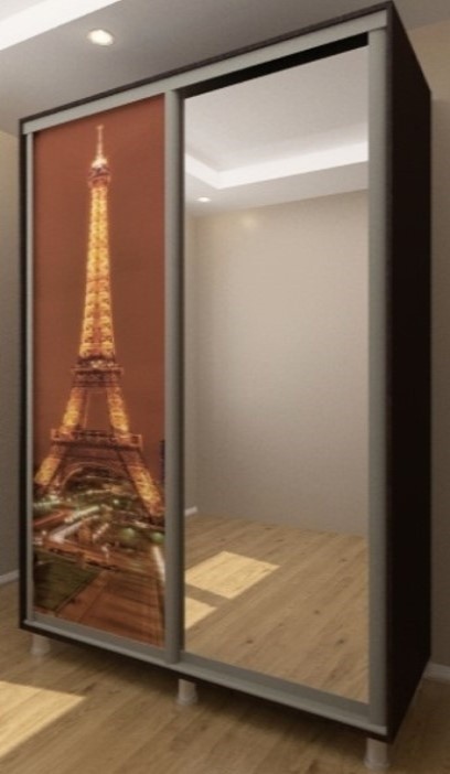 Dulap cu uşi glisante Bafimob D-140 Glass+Paris Wenge