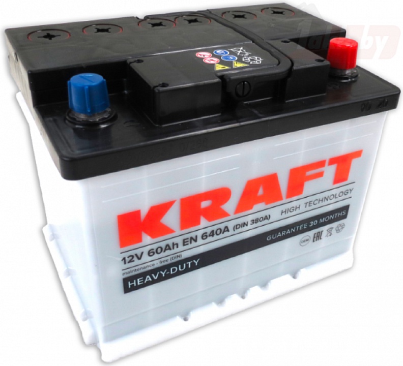 Автомобильный аккумулятор Kraft Heavy-Duty 12V 60Ah EN 640A (0 ...
