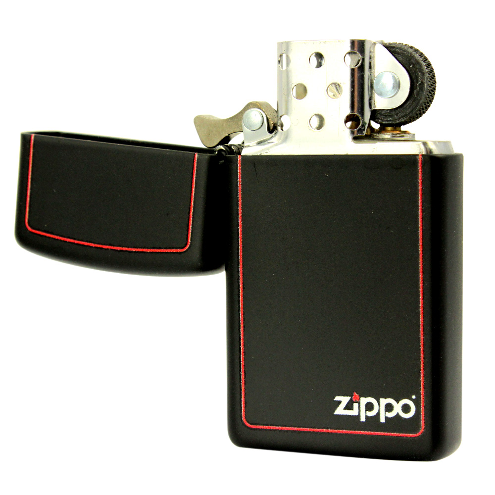  зажигалка Zippo 1618 ZB Black Matte w/Zippo Logo Band Slim .