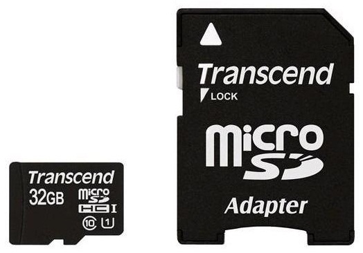 Карта памяти Transcend microSDHC 32Gb Class 10 UHS-I + SD adapter (TS32GUSDU1)