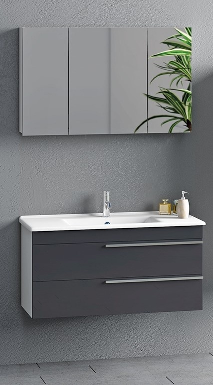 Комплект мебели для ванной Nplus Dokker 100 White/Metalic Anthracite