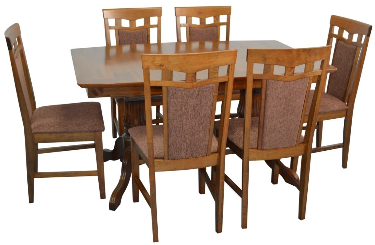 Set masă și scaune Evelin HV 32V Burnish + 6 стульев Deppa R Burnish/F-789 Brown