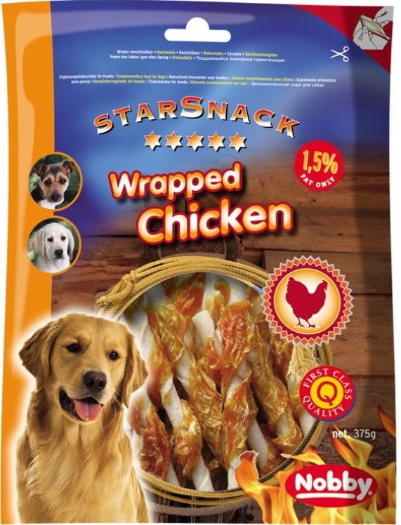 Лакомства для собак Nobby StarSnack Barbecue Wrapped Chicken 375g