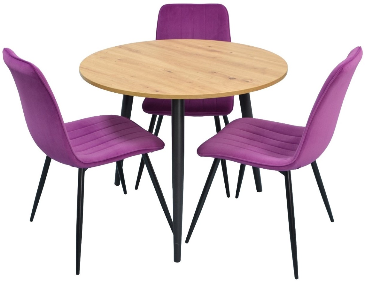 Set masă și scaune Evelin DT 404-2 + 3 XR-154B Liliac 88cm
