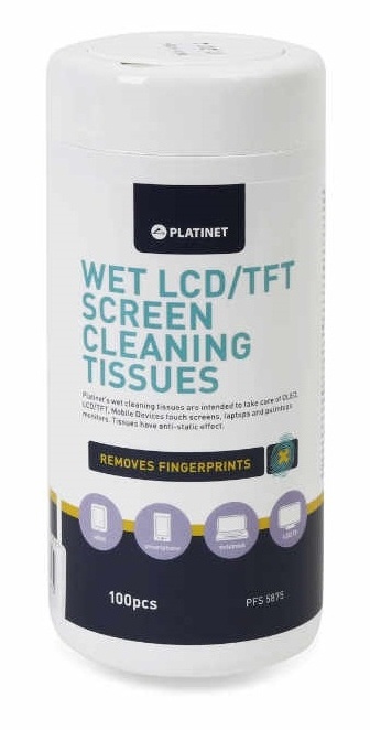 Șervețele pentru curățare Platinet Tissues wet for LCD 11x9,4cm 100pcs (PFS5830)