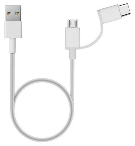Cablu USB Xiaomi Mi 2in1 Micro USB to Type-C 100cm White