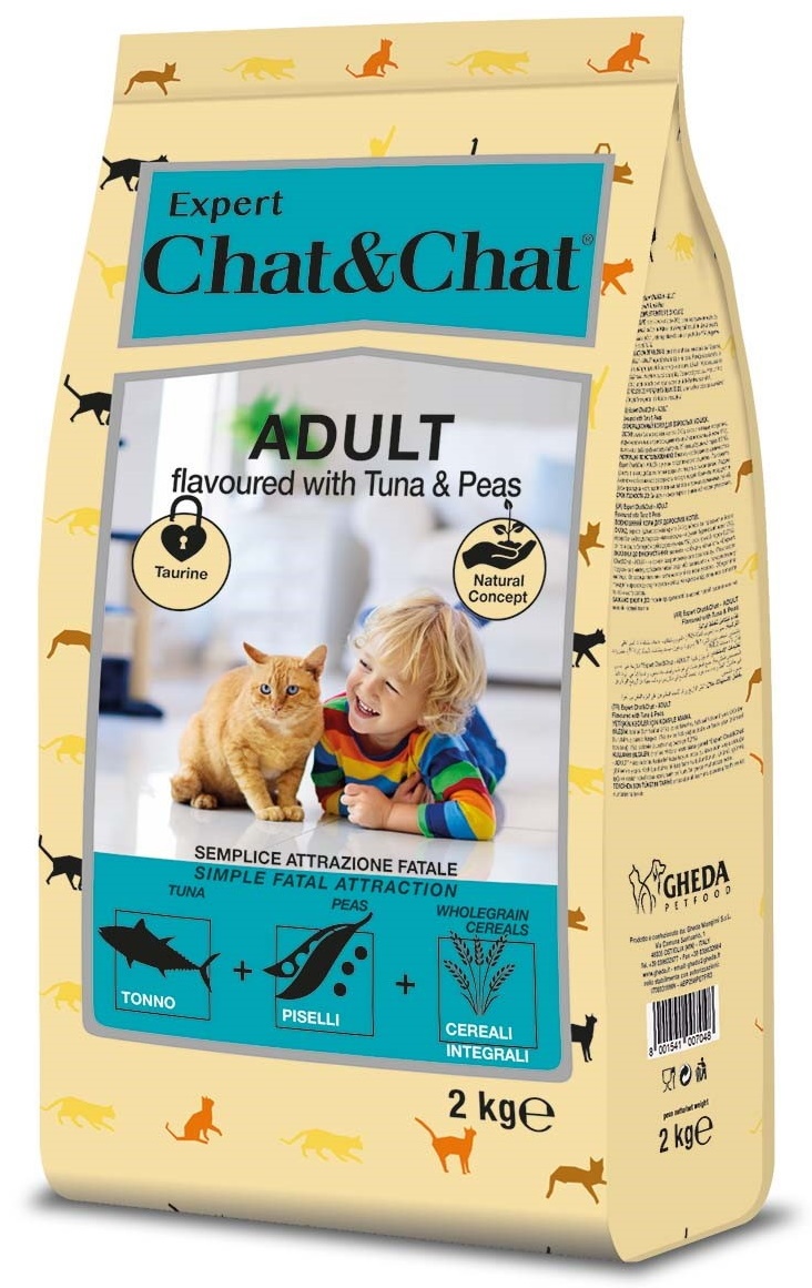 Hrană uscată pentru pisici Gheda Chat & Chat Adult Tuna & Peas 2kg