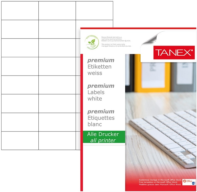 Etichete autoadezive pentru imprimantă Tanex A4/100p 24pcs (TN02037)
