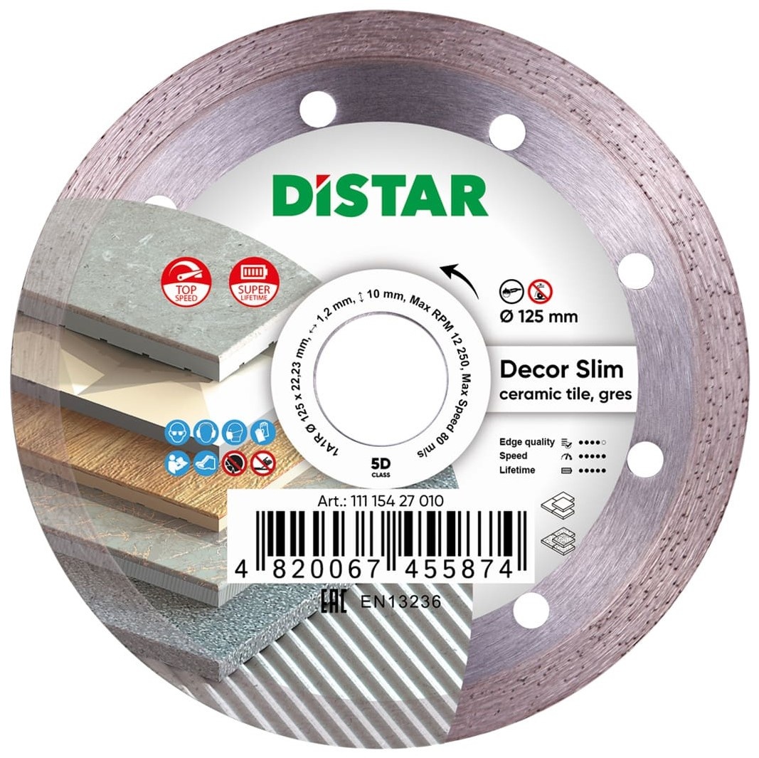 Disc de tăiere Distar 1A1R Decor Slim d125