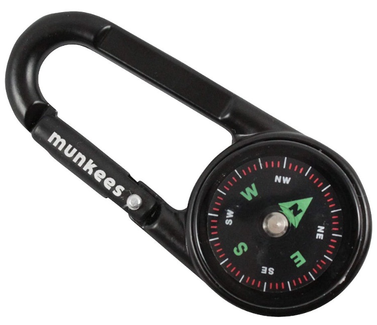 Breloc Munkees Carabiner Compass with Thermometer Black