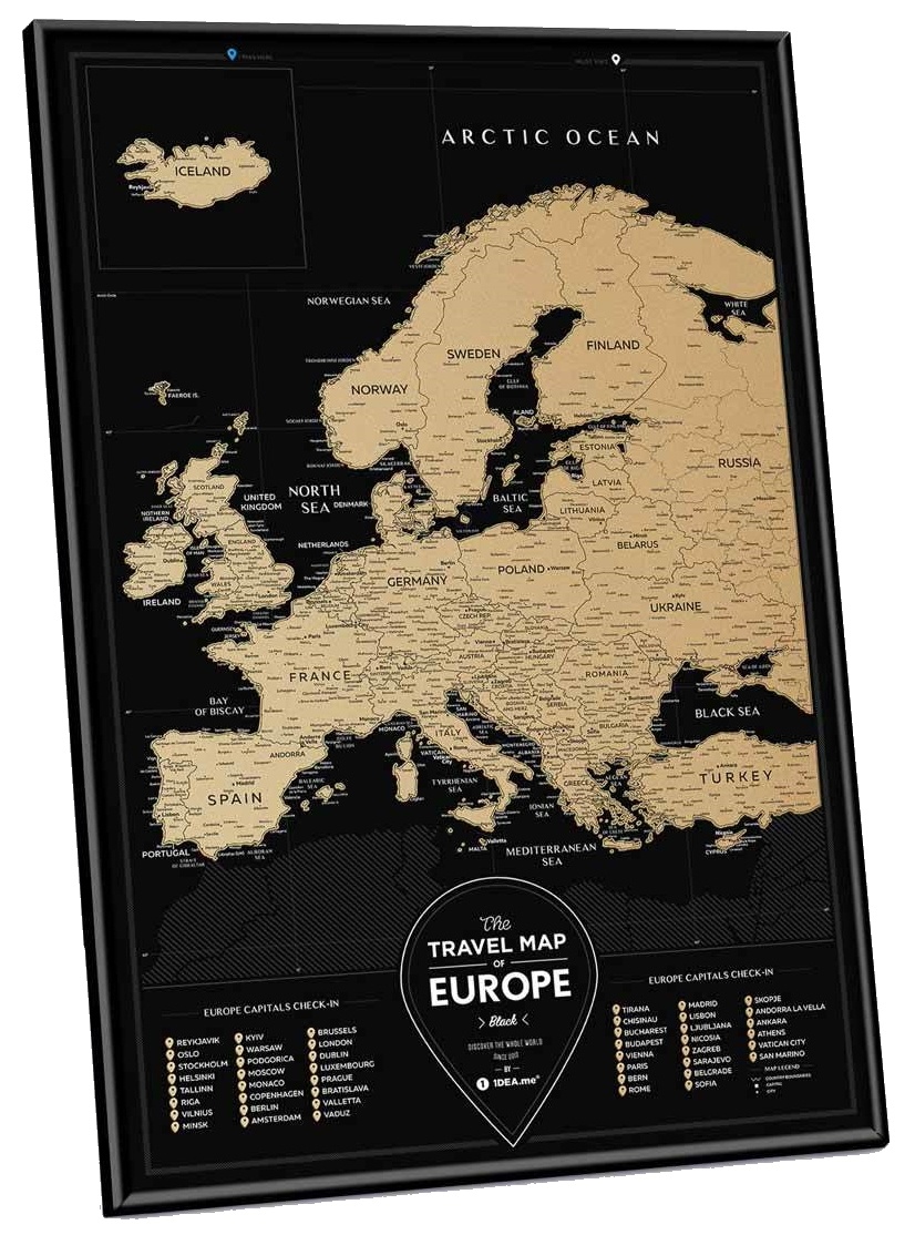 Карта мира 1DEA.me Travel Map Black Europe (13070)
