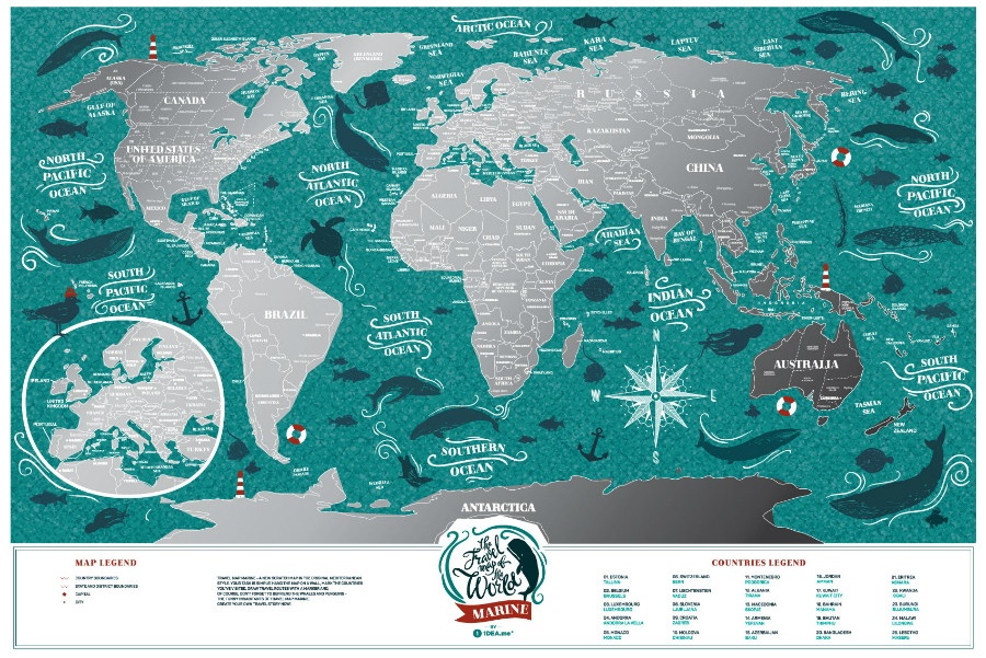 Карта мира 1DEA.me Travel Map Marine World (13020)