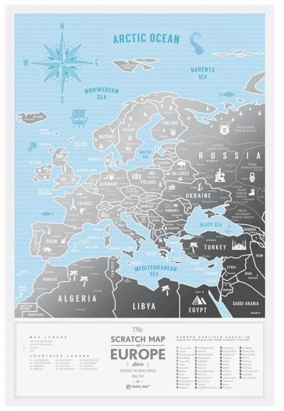 Карта мира 1DEA.me Travel Map Silver Europe (13009)