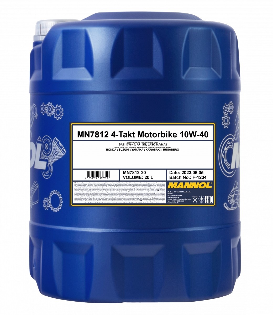 Моторное масло Mannol Motorbike 4-Takt 10W-40 7812 20L