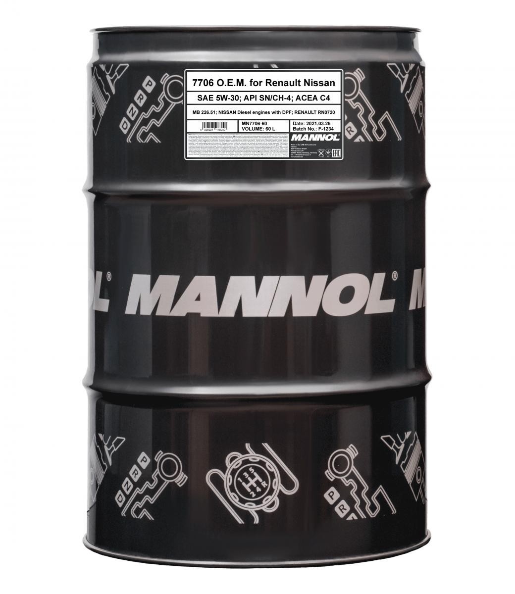 Моторное масло Mannol O.E.M. for Renault Nissan 5W-30 7706 60L