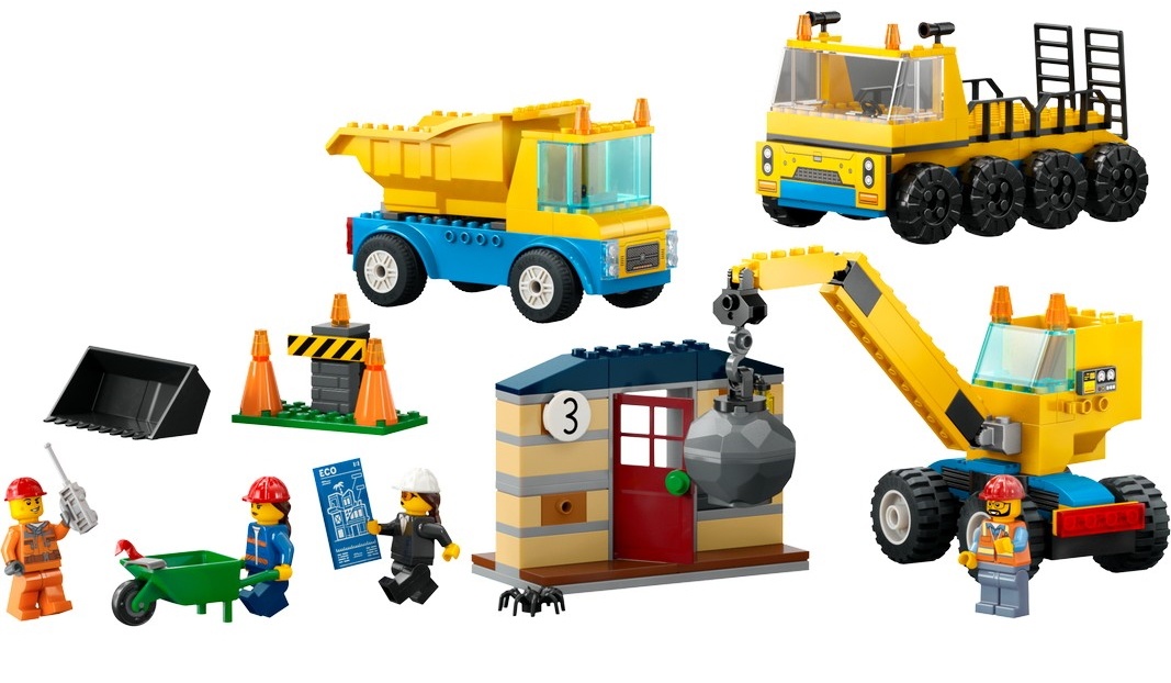 Set de construcție Lego City: Construction Trucks and Wrecking Ball Crane (60391)