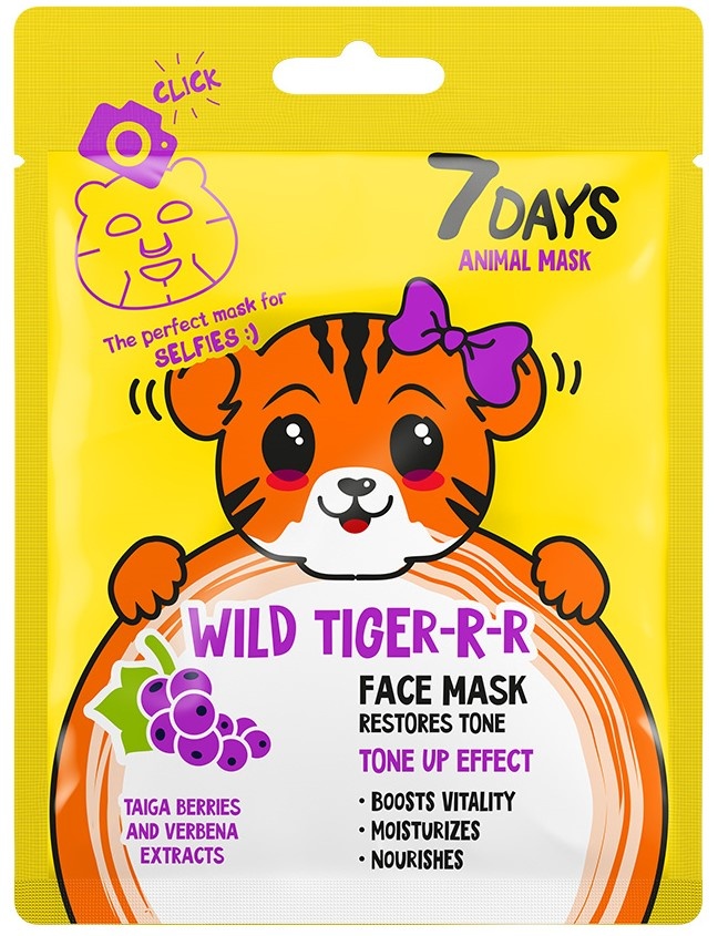 Mască pentru față 7 Days Animal Wild Tiger-r-r 28g