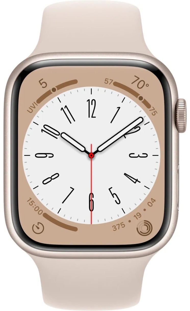 Smartwatch Apple Watch Series 8 GPS 45mm Starlight Aluminium Starlight Sport Band (MNUP3)