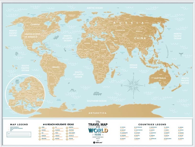 Карта мира 1DEA.me Travel Map Holiday Lagoon World (13052)