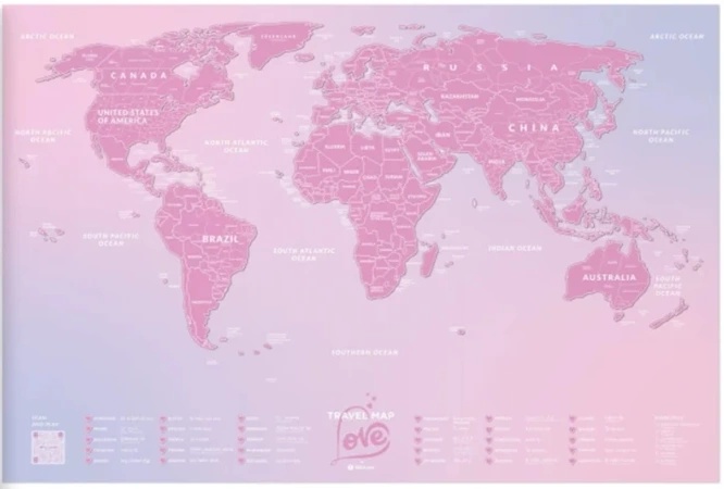 Карта мира 1DEA.me Travel Map Love World (13104)