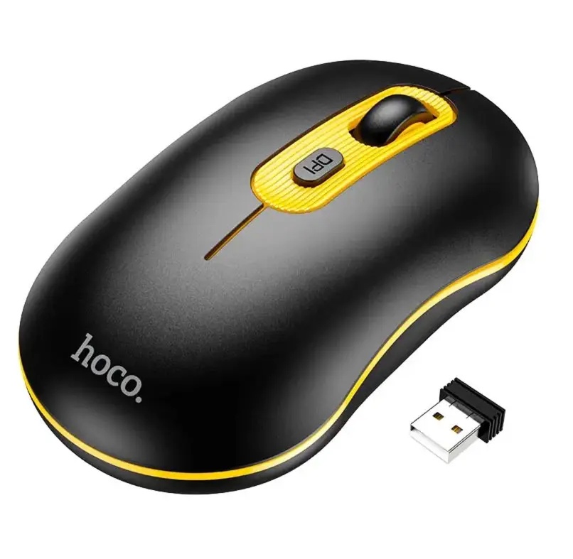 Компьютерная мышь Hoco GM21 Platinum Black/Yellow