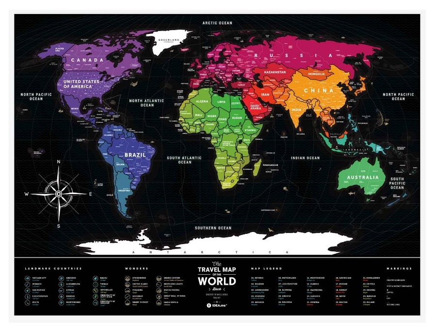 Карта мира 1DEA.me Black World (13007)
